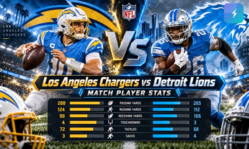 Los Angeles Chargers vs Detroit Lions Match Player Stats